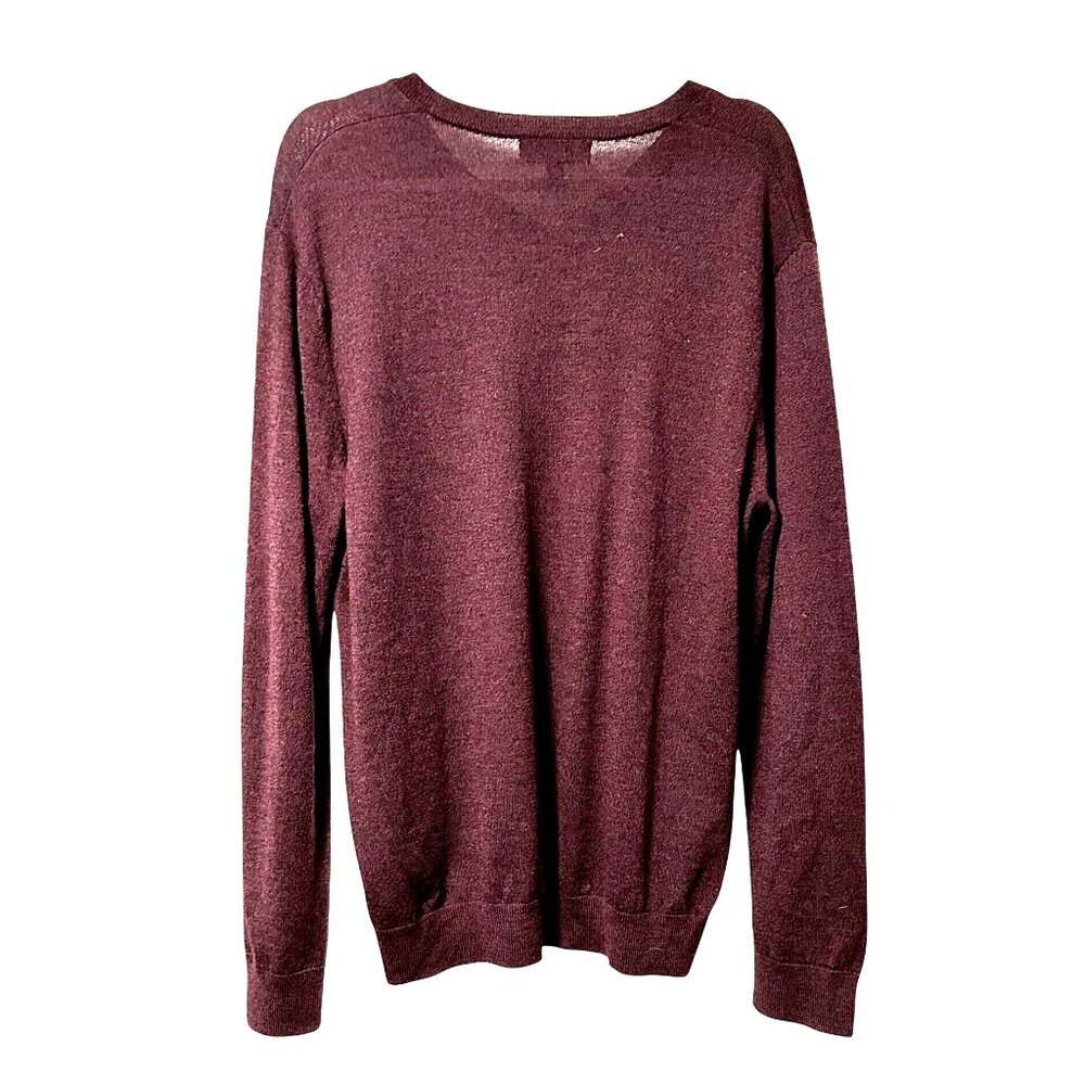Banana Republic Mens‎ Merino Wool V-Neck Sweater Large Burgundy Maroon Classic - Picture 5 of 10